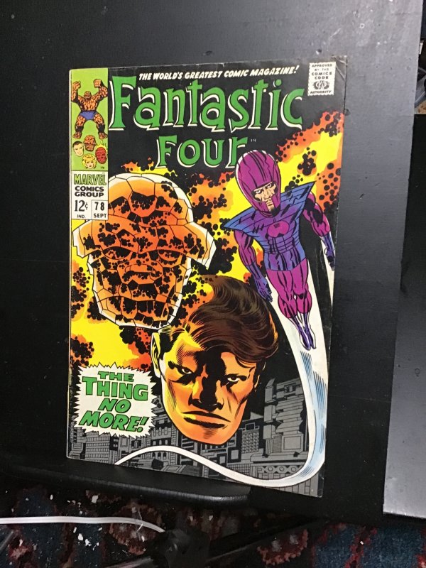 Fantastic Four #78 (1968) Classic Thing No More story! Wizard key! Kirby FN/VF