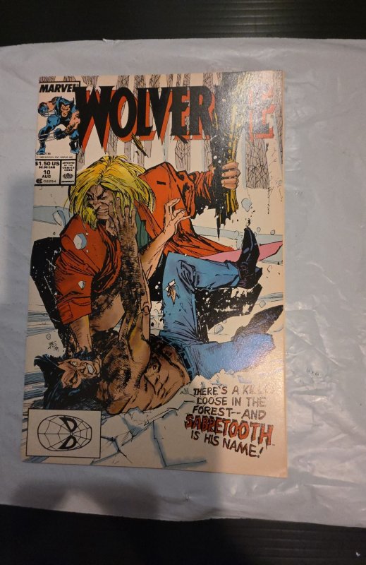 Wolverine #10 (1989)1st sabertooth battle 1zt silver fox