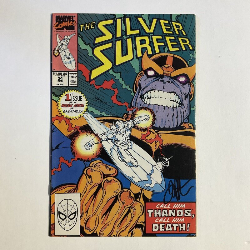 SILVER SURFER 34 1990 MARVEL FN FINE 6.0 SIGNED JIM STARLIN