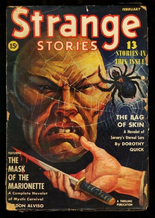 STRANGE STORIES 1940 FEB-ASIAN MENACE-SPIDER-COVER G/VG