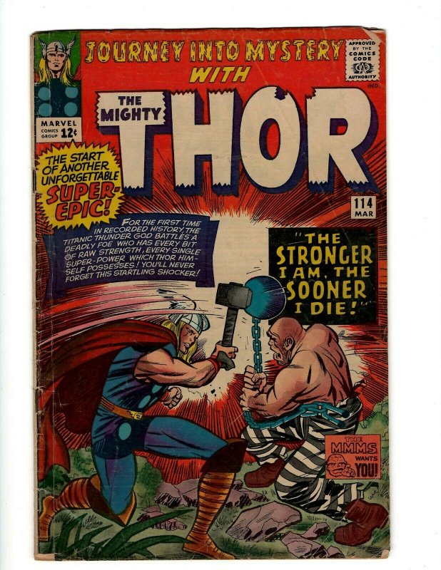 Journey Into Mystery # 114 VG Marvel Comic Book Loki Thor Odin Asgard Sif KD1