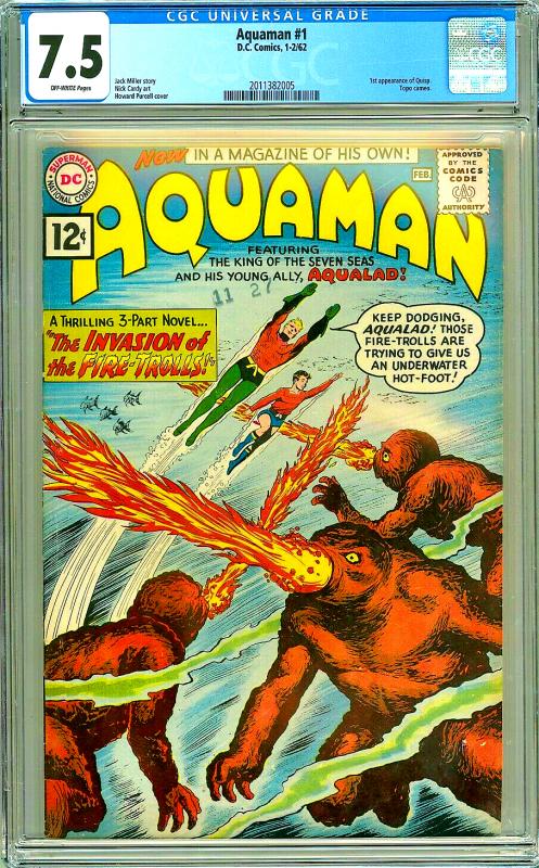 Aquaman #1 (CGC 7.5) O/W pages; 1st app. Quisp; Topo cameo; Nick Cardy