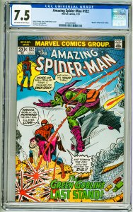 The Amazing Spider-Man #122 (1973) CGC 7.5! OWW Pages! Death OT Green Goblin!