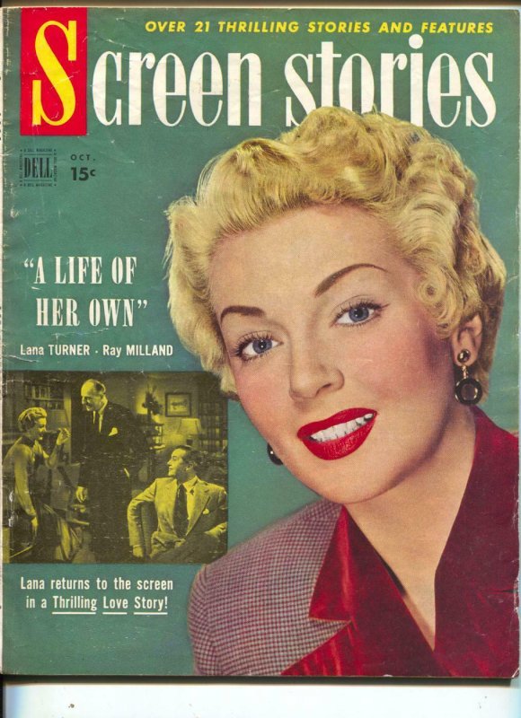 Screen Stories-Lana Turner-Ray Milland-Donald O'Connor-Gene Autry-Oct-1950