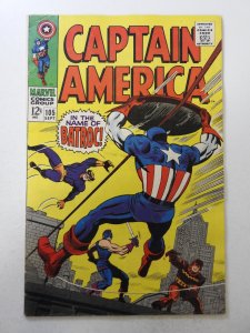 Captain America #105 (1968) VG+ Condition centerfold detached bottom staple