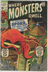 Where Monsters Dwell #2 (1970) - 1.8 GD- *Sporr The Thing That Could Not Die*