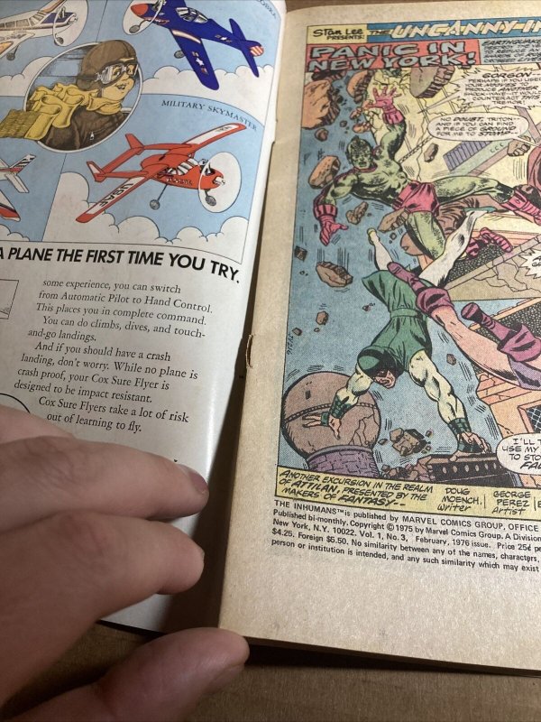 Inhumans 3 Marvel 1976 GD/VG Great Condition But Bottom Staple Is Popped