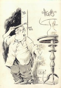 The Shrinking Ruler Newspaper Cartoon - 1981 Signed art by Jack Higgins