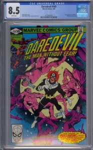 DAREDEVIL #169 CGC 8.5 2ND ELEKTRA BULLSEYE FRANK MILLER WHITE PAGES 