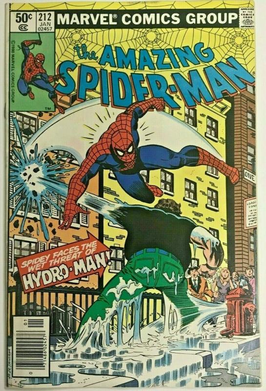 AMAZING SPIDER-MAN#212 VF 1981 FIRST HYDRO-MAN MARVEL BRONZE AGE COMICS