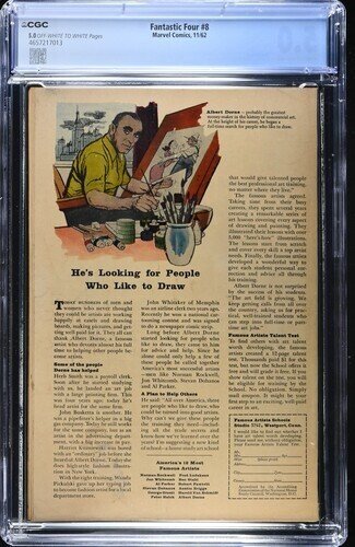 Fantastic Four #8 1962 Marvel Comics CGC 5.0 1st Alicia Masters & Puppet Master