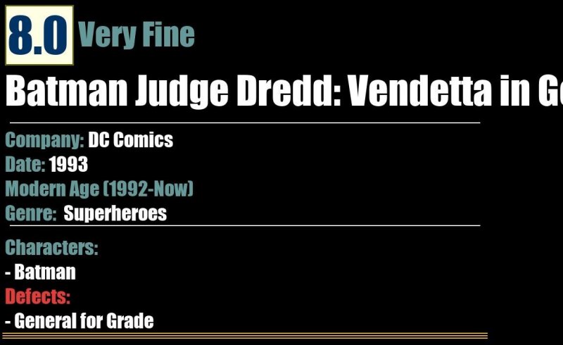 Batman Judge Dredd: Vendetta in Gotham 1 (1993) VF DC Comics