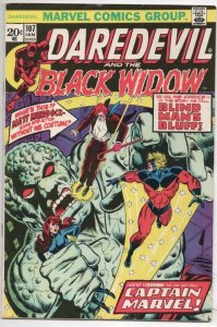DAREDEVIL #107 FN/VF Captain Marvel, Murdock, Black Widow, 1964 1974, Marvel 
