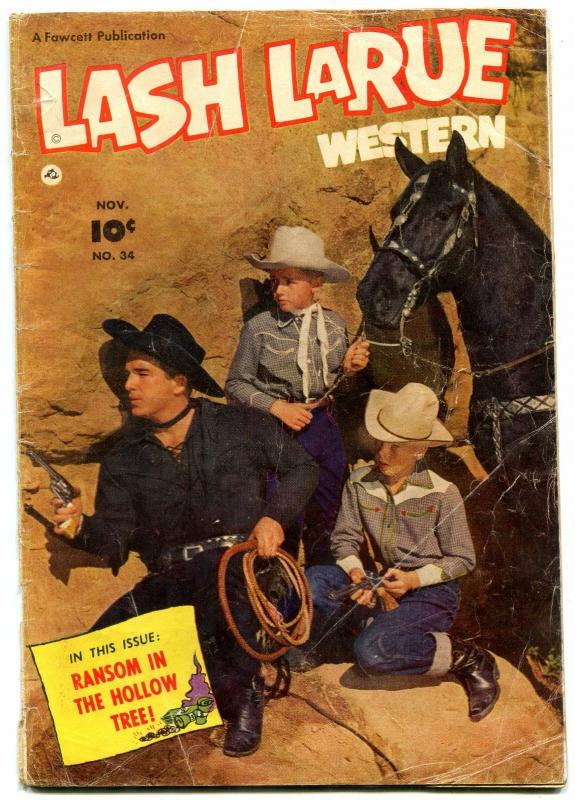 LASH LARUE WESTERN #34-1952-PHOTO COVER-vg