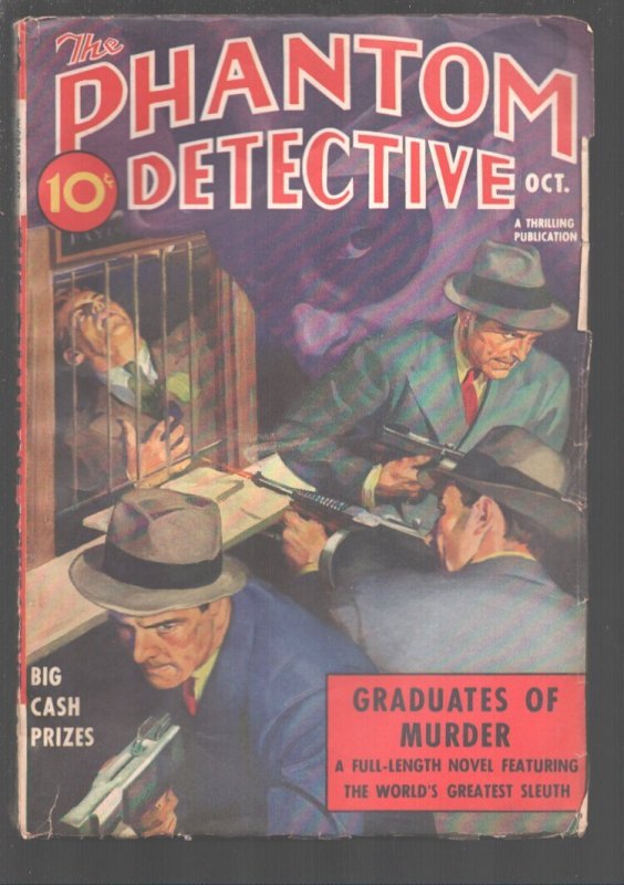 Phantom Detective 10/ 1938-Bank robbers use Tommy guns on Rudolph Belarski co...