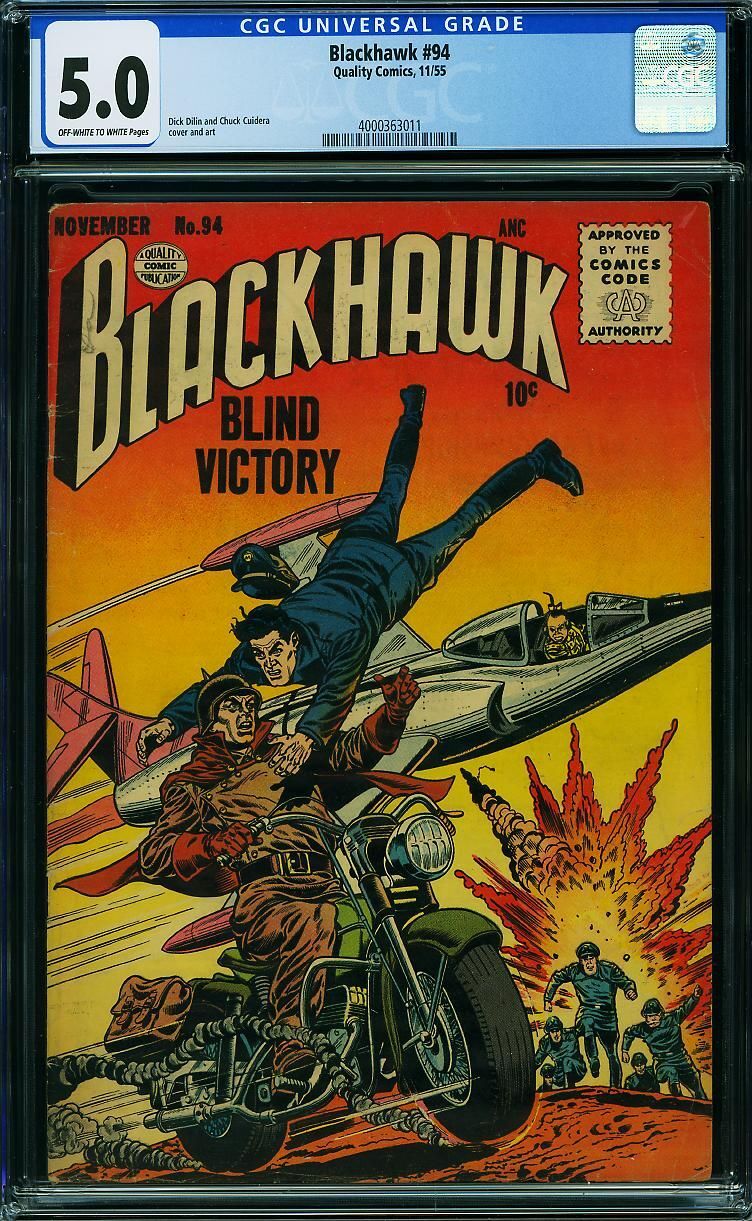 Blackhawk 94 1955 Cgc 50 Vgf Comic Books Golden Age Quality Comics Blackhawk War