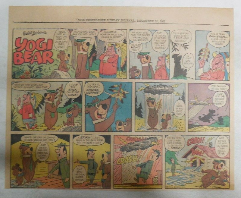 Yogi Bear Sunday Page by Hanna-Barbera from 12/31/1961 Size: 11 x 15 inches