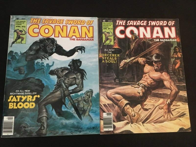 THE SAVAGE SWORD OF CONAN #51, 53 F+ Condition