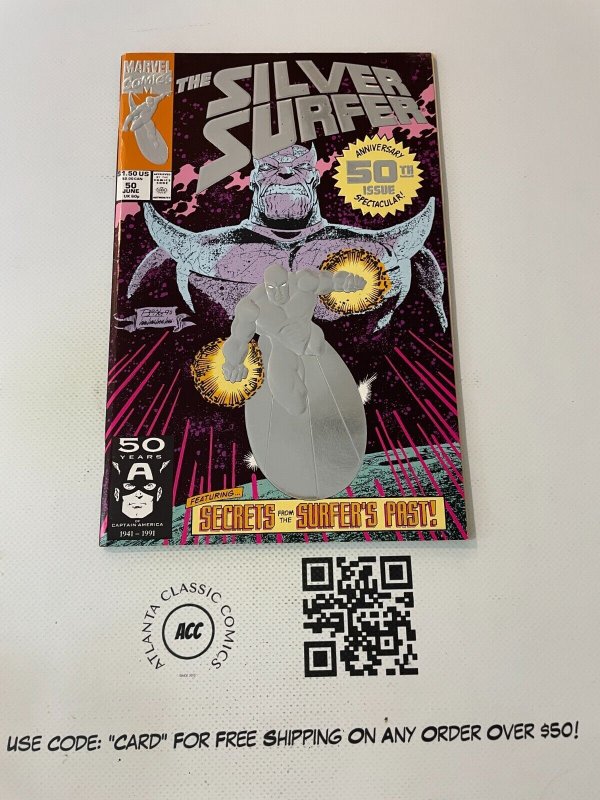 Silver Surfer # 50 NM- Marvel Comic Book Thanos Cover Avengers Hulk Thor 2 LP7