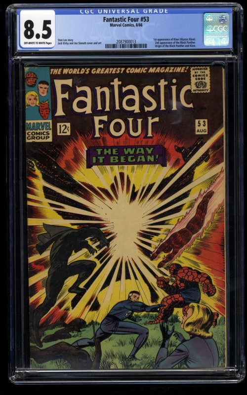 Fantastic Four #53 CGC VF+ 8.5 Off White to White 2nd Black Panther!