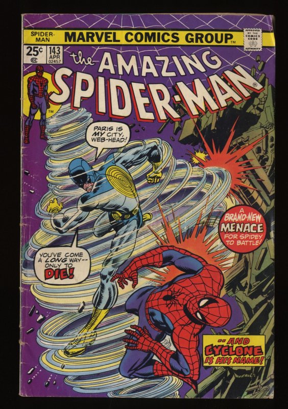 Amazing Spider-Man #143 VG 4.0 1st Cyclone! Marvel Comics Spiderman