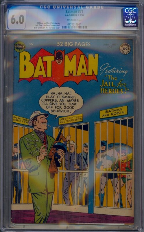 BATMAN #71 CGC 6.0 BILL FINGER BOB KANE