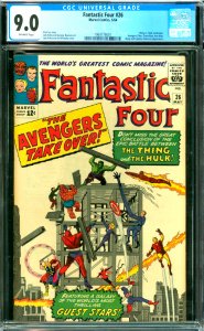 Fantastic Four #26 CGC Graded 9.0 Thing vs. Hulk conclusion. Avengers (Thor, ...