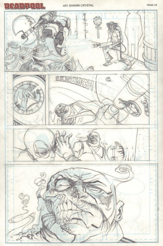 Deadpool #? p.23 - Pencil & Ink Versions 2pc Set - art by Shawn Crystal