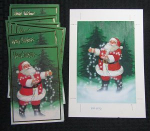 CHRISTMAS Santa Claus w/ Lights 7.25x10 Greeting Card Art #X6016 w/ 10 Cards