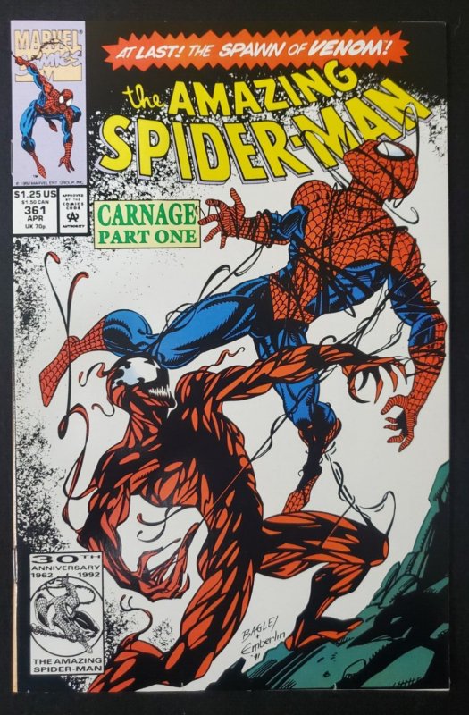 Amazing Spider-Man #361 1st Appearance Of Carnage 1992 Marvel VF