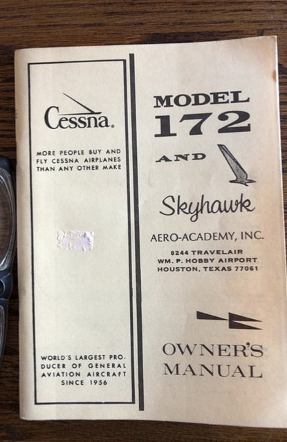 Cessna model 172 & Skyhawk owners manual(repro)