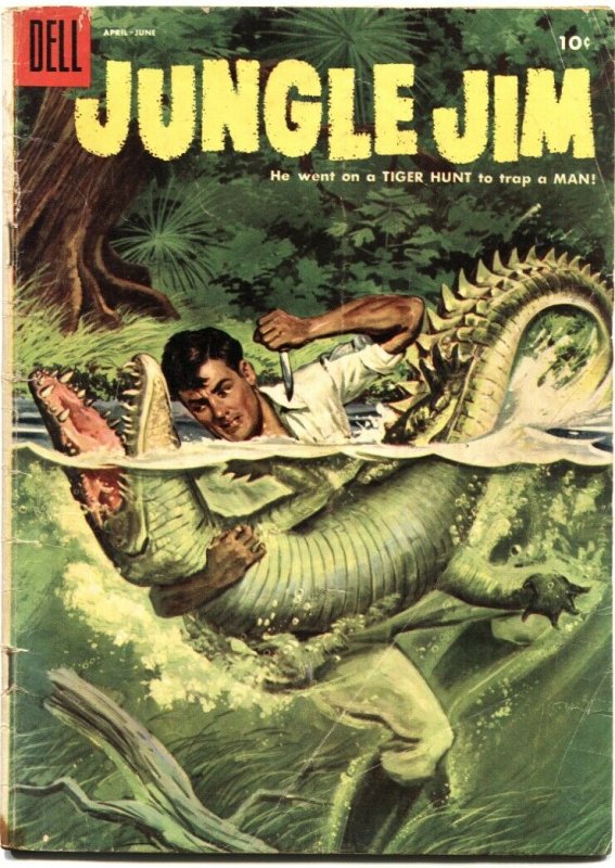 JUNGLE JIM #5-DELL--ALLIGATOR TERROR COVER--BENGAL TIGER STORY- 1955 