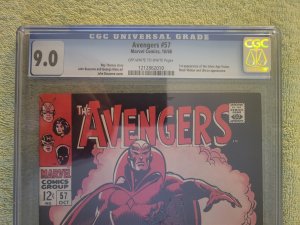 The Avengers #57 (1968) CGC 9.0 1st Vision