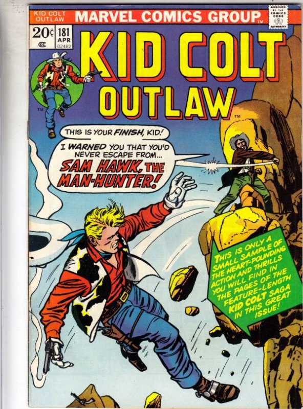 Kid Colt Outlaw #181 (Apr-74) FN/VF+ High-Grade Kid Colt