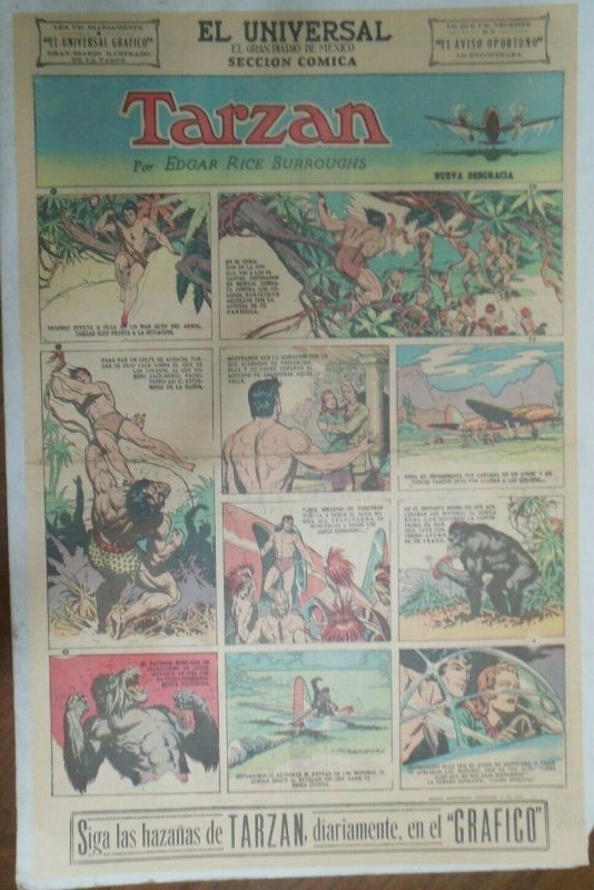 Tarzan Sunday Page #591 Burne Hogarth from 7/5/1942 in Spanish ! Full Page Size