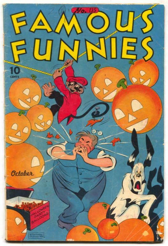 Famous Funnies #135 1945- HALLOWEEN COVER- Carlson VG