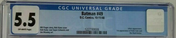 Batman #49 ~ 1948 DC ~  CGC 5.5 (FN-); 1st App. of Vicki Vale & Mad-Hatter