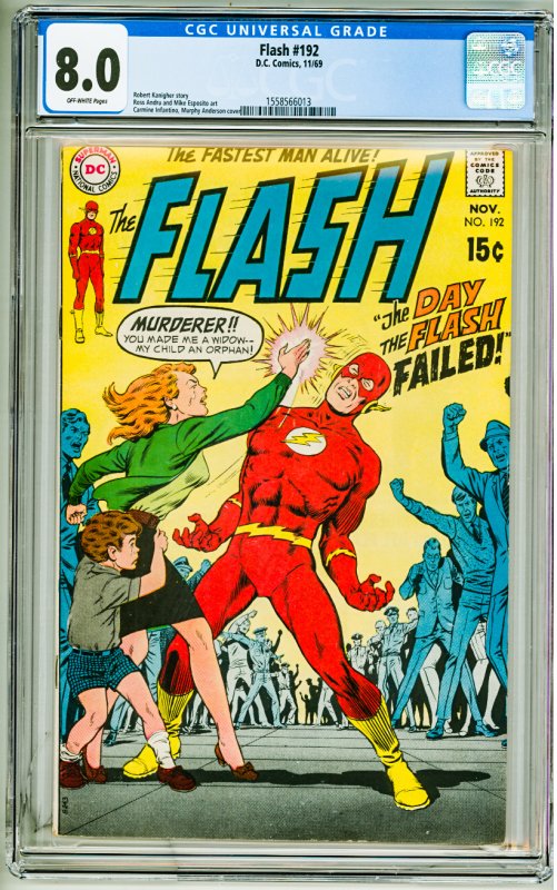 The Flash #192 (1969) CGC 8.0! OW Pages! broken slab