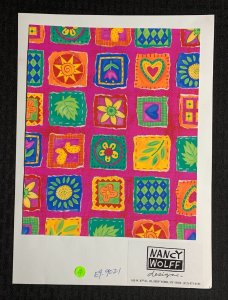 SHOPPING LIST Flowers in Squares 9.25x12.5 Greeting Card Art #9021