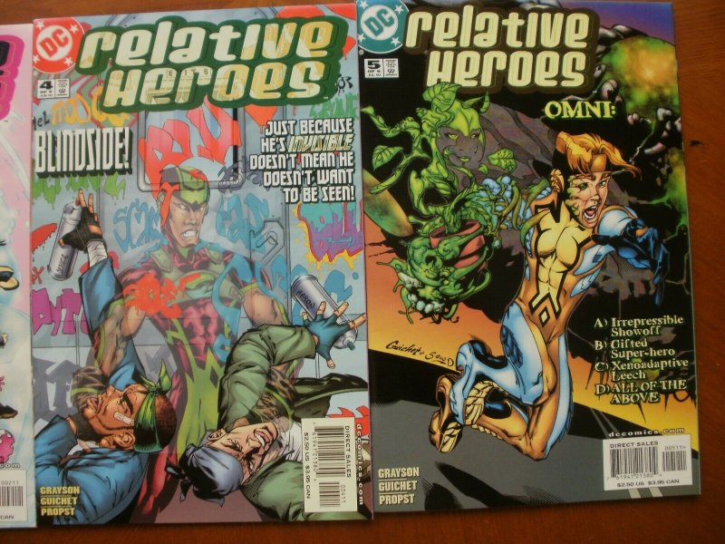 3 NM DC RELATIVE HEROES Comic #2 #4 #5 (2000) (Allure Blindside Omni) Grayson