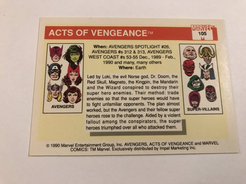 ACTS OF VENGEANCE #105 : 1990 Marvel Universe Series 1 card, NM/M