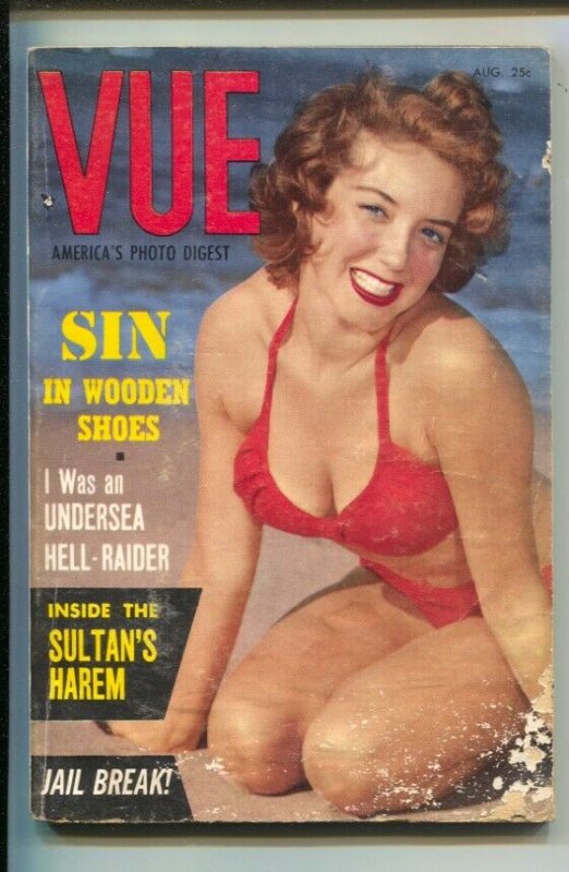 Vue 8/1954-Spicy photo cover-Sin in Wooden Shoe-Cheesecake pix-swimsuits-show...