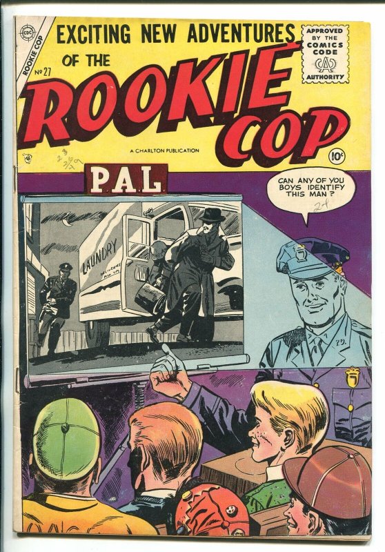 ROOKIE COP #27 1955-CHARLTON-1ST ISSUE-CRIME-fn/vf