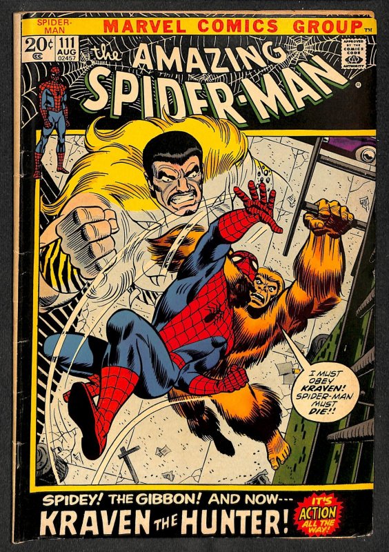 Amazing Spider-Man #111 VG- 3.5 Kraven the Hunter! Marvel Comics Spiderman