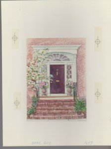 NEW HOUSE Front Stoop w/ Stairs & Flowers 7x9.5 Greeting Card Art #1657