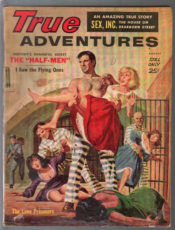 True Adventures 8/1960-prison break cover-John Leone-exploitation-VG-