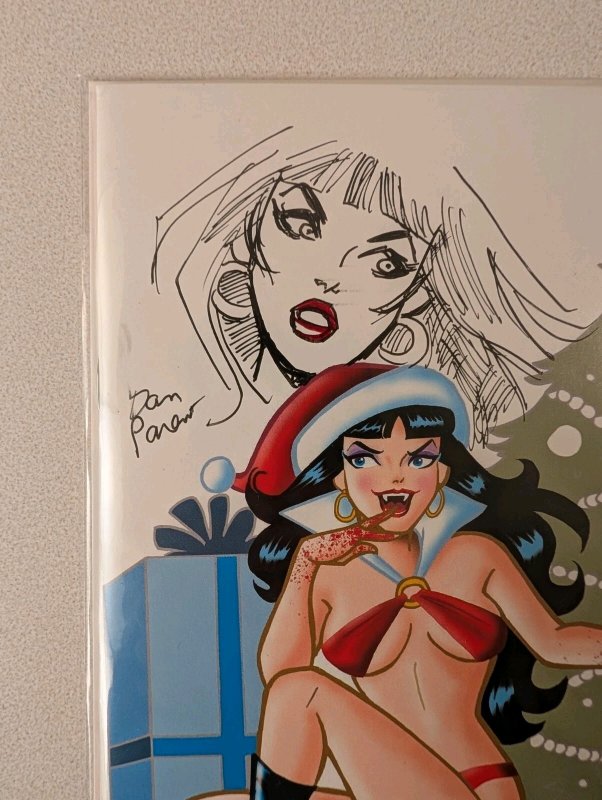 VAMPIRELLA #1 Dan Parent Exclusive Christmas In July Double Signed Remarqued COA