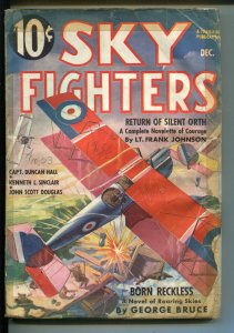 SKY FIGHTERS 12/1936-AIR WAR PULP-THRILLS-WWI-BI-PLANE-good