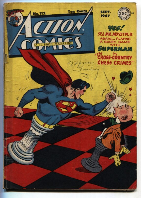 ACTION COMICS #112 1947-SUPERMAN-CHESS COVR-MR MXYZTPLK VG