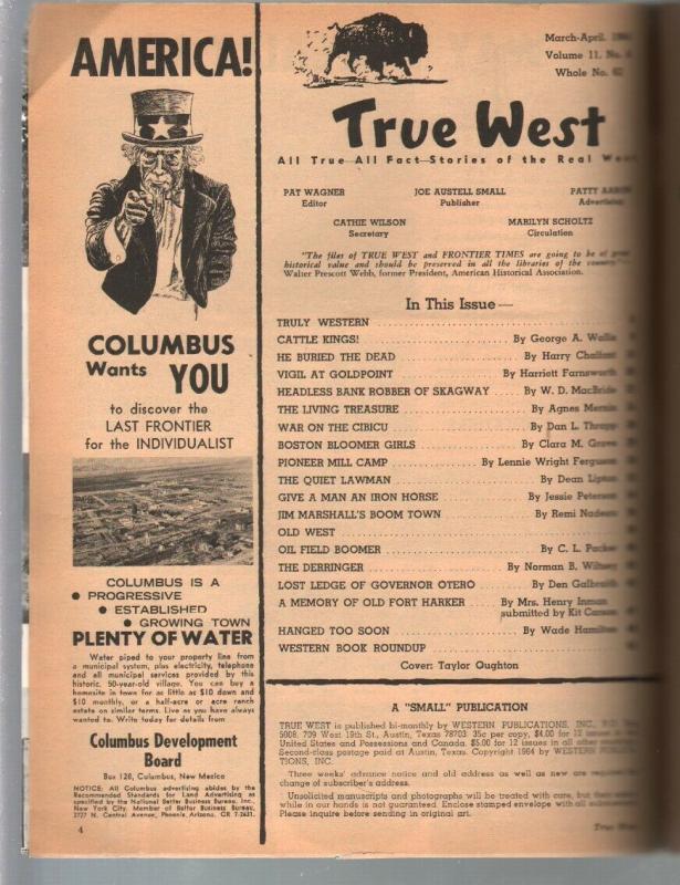 True West 4/1964-Western-hanging art-bank robbery-Kit carson-VG